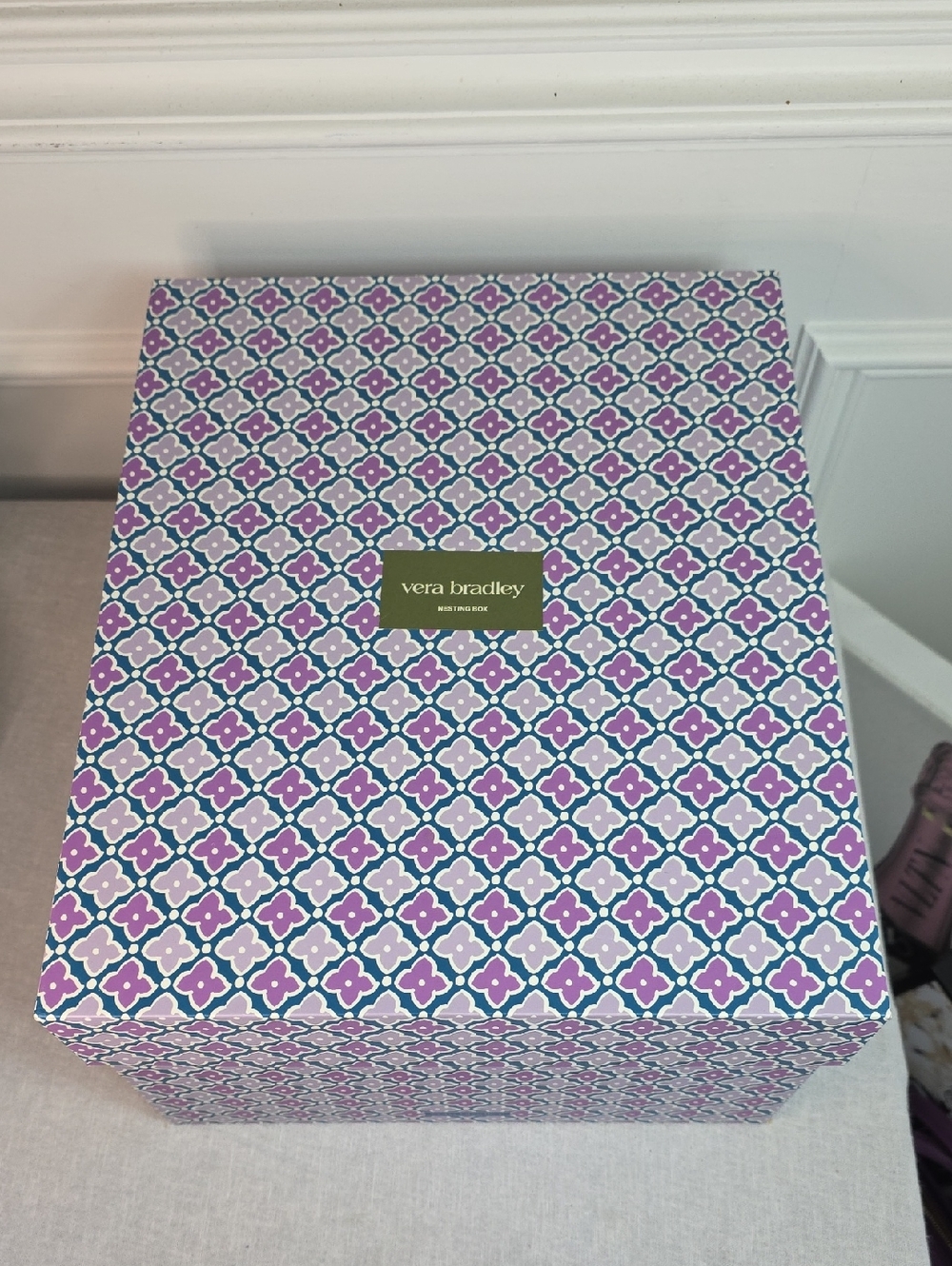 Vera Bradley Purple, Blue & White Decorative Nesting Storage Box